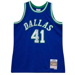 Koszulka NBA Dallas Mavericks Dirk Nowitzki 1998/99. Niebieskie koszulki sportowe męskie Mitchell & Ness, m, bez wzorów, bez kołnierzyka, bez ramiączek, do koszykówki. Za 658.00 zł.