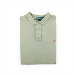 Second life - Męskie polo z krótkim rękawem Khaki - Jak nowy. Zielone buty sportowe męskie Ralph Lauren, m, bez wzorów, bez kołnierzyka, bez ramiączek, na golfa. Za 127.76 zł.