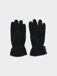4F Rękawiczki polarowe dziecięce - czarne L/XL. Czarne buty zimowe chłopięce 4f, bez wzorów, z polaru. W wyprzedaży za 29.99 zł.