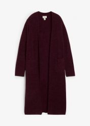 Płaszcz dzianinowy z wełną alpaki. Szare kurtki damskie bonprix, bez wzorów, z dzianiny, bez kaptura. Za 379.99 zł.