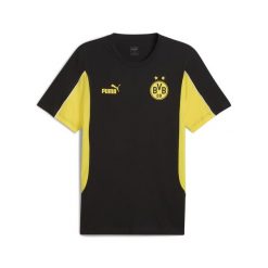 Męska koszulka Borussia Dortmund ftblARCHIVE PUMA. Czarne koszulki sportowe męskie Puma, m, z aplikacjami, bez kołnierzyka, bez ramiączek, do piłki nożnej. W wyprzedaży za 109.00 zł.