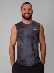 4F Koszulka treningowa regular szybkoschnąca męska - czarna S. Czarne t-shirty męskie 4f, m, bez wzorów, z materiału, klasyczne, bez kołnierzyka. Za 99.99 zł.