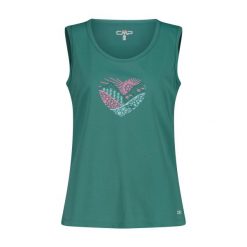 Koszulka damska turystyczna CMP 38T6666. Zielone koszulki sportowe damskie CMP, xs, bez wzorów, bez kołnierzyka, bez ramiączek. Za 143.50 zł.