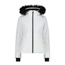 Kurtka narciarska damska CMP 35W0266 Zip Hood. Białe kurtki snowboardowe damskie CMP, bez wzorów, bez kaptura, narciarskie. Za 979.99 zł.