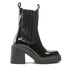 Botki GINO ROSSI. Czarne botki damskie Gino Rossi, bez obcasa, na słupku, bez zapięcia. Za 299.99 zł.