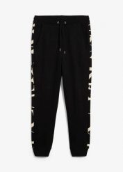Spodnie sportowe, regular fit. Czarne spodnie sportowe męskie bonprix, m, bez wzorów, z dresówki. Za 119.99 zł.