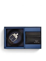 Polo Ralph Lauren Zestaw etui na karty i pasek 405880721001 Czarny. Czarne paski damskie Polo Ralph Lauren, bez wzorów, ze skóry. Za 639.99 zł.