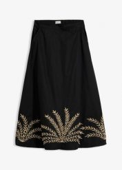 Spódnica maxi z haftem. Czarne spódnice damskie bonprix, bez wzorów, z bawełny, maxi. Za 219.99 zł.