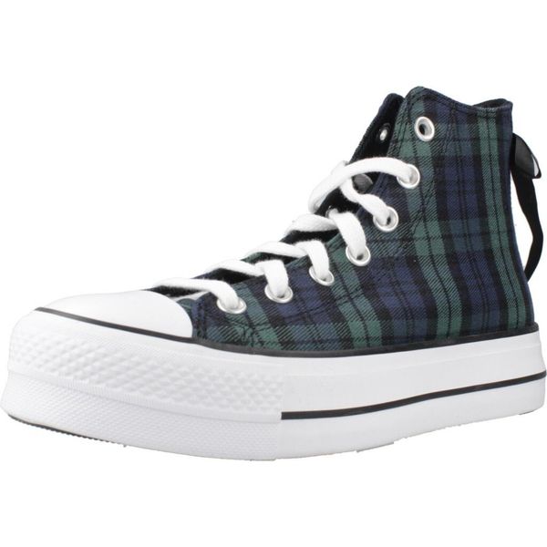 Buty CONVERSE CHUCK TAYLOR ALL STAR LIFT PLATFORM PLAID Zielony. Zielone obuwie sportowe damskie Converse, bez wzorów, z tkaniny, trekkingowe. Za 426.56 zł.