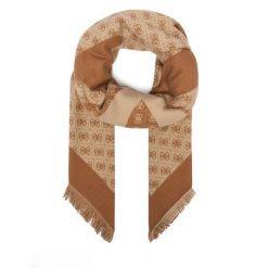 Chusta Guess. Brązowe szaliki i chusty damskie Guess, z aplikacjami. Za 194.99 zł.