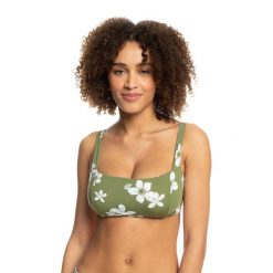 Góra od stroju kąpielowego ROXY Retro. Zielone bikini damskie Roxy, xs, bez wzorów. Za 89.99 zł.