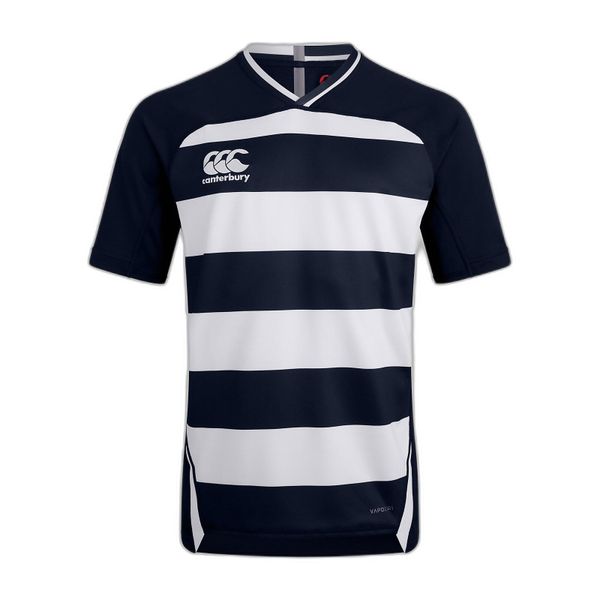 Dżersej w paski Canterbury Vapodri Evader. Białe koszulki sportowe męskie CANTERBURY, bez wzorów, z dżerseju, bez kołnierzyka, bez ramiączek. Za 314.50 zł.