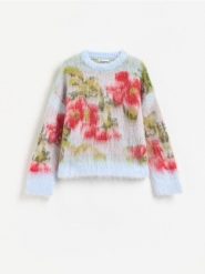 Sweter z domieszką wełny - jasnoniebieski. Niebieskie swetry damskie Reserved, l, bez wzorów, z dzianiny, bez kołnierzyka, bez ramiączek, bez kaptura. Za 159.99 zł.