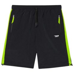 Spodenki sportowe męskie Diesel. Czarne krótkie spodenki sportowe męskie Diesel, m, bez wzorów, z nylonu, trekkingowe. Za 172.70 zł.
