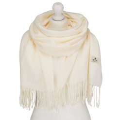 Biały, dwustronny szalik damski z poliestru - Peterson. Białe szaliki i chusty damskie Peterson, na jesień, bez wzorów, eleganckie. Za 54.99 zł.