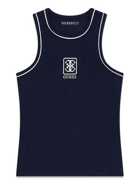 Guess Top J6GI11 K6YW4 Granatowy Regular Fit. Niebieskie t-shirty dla chłopców Guess, z aplikacjami, bez ramiączek. Za 84.99 zł.