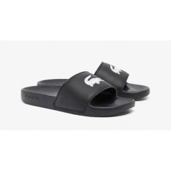 Klapki Sportowe Damskie Lacoste Serve Slide. Czarne klapki damskie Lacoste, bez wzorów, z materiału, eleganckie, bez obcasa. Za 155.20 zł.