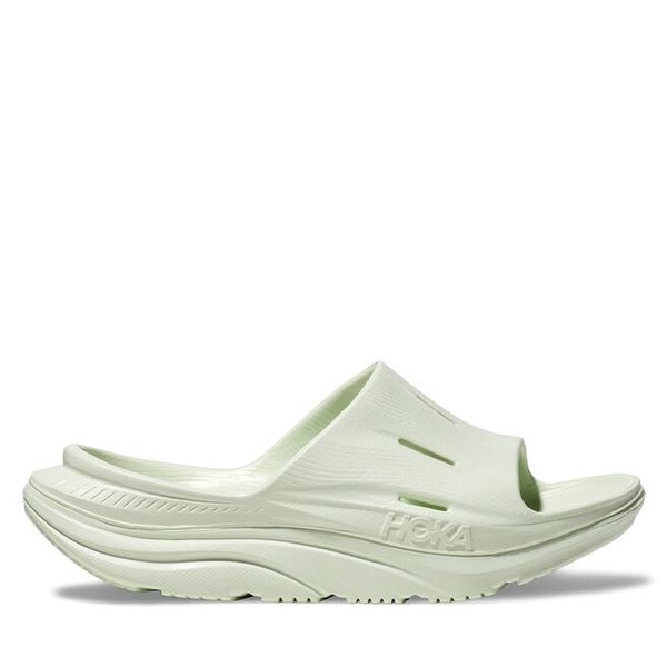 Klapki Hoka. Zielone klapki damskie HOKA, bez wzorów, bez obcasa. Za 299.99 zł.