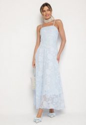 Jasnoniebieska Rozkloszowana Sukienka Vices z Gorsetowym Wiązaniem Fenosella. Niebieskie sukienki damskie Born2be, na imprezę, na lato, l, bez wzorów, eleganckie, bez kołnierzyka, bez ramiączek, midi, gorsetowe. Za 119.99 zł.