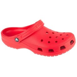 Klapki Crocs Classic 10001-6WC czerwone. Czerwone klapki damskie bez wzorów, casualowe, bez obcasa. Za 311.70 zł.