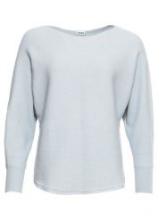 Sweter oversize z prążkowanej dzianiny. Niebieskie swetry damskie bonprix, bez wzorów, z dzianiny, bez kołnierzyka, bez ramiączek, długie, bez kaptura. Za 119.99 zł.
