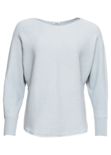 Sweter oversize z prążkowanej dzianiny. Niebieskie swetry damskie bonprix, bez wzorów, z dzianiny, bez kołnierzyka, bez ramiączek, długie, bez kaptura. Za 119.99 zł.
