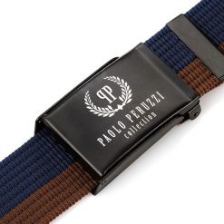 Pasek parciany PAOLO PERUZZI PW-11-PP 125 cm brązowo-granatowy. Brązowe paski damskie Paolo Peruzzi, bez wzorów, z materiału. Za 33.25 zł.