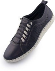 Półbuty skórzane damskie Nell Perform granatowe. Niebieskie półbuty damskie ENELL, na jesień, bez wzorów, ze skóry, eleganckie, bez obcasa, bez zapięcia. Za 351.99 zł.