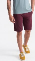 Ombre Szorty męskie dresowe bawełniane BASIC bordowe V3 OM-SRBS-0149 XXL. Czerwone krótkie spodenki sportowe męskie Ombre, m, bez wzorów, z bawełny. Za 49.99 zł.