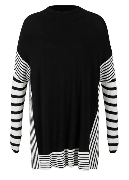 Długi sweter. Czarne swetry damskie bonprix, bez wzorów, bez kołnierzyka, bez ramiączek, długie, bez kaptura. Za 112.99 zł.