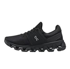 Buty do biegania damskie On Cloudswift 3. Czarne obuwie sportowe damskie On Running, bez wzorów, z materiału, do biegania. Za 774.30 zł.