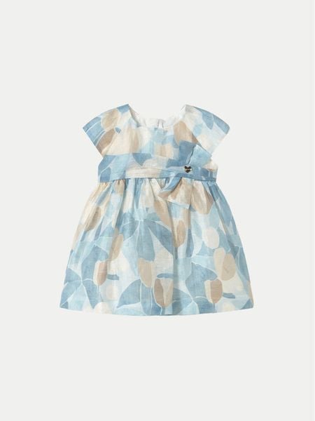 Mayoral Sukienka elegancka 1909 Niebieski Regular Fit. Niebieskie sukienki dla dziewczynek Mayoral, bez wzorów, ze lnu, eleganckie, bez ramiączek. Za 109.99 zł.