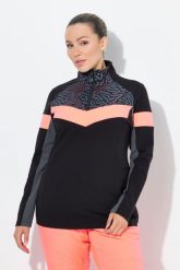 Damskie Koszulka funkcyjna dopasowana półgolf długi rękaw z recyklingu. Czarne t-shirty damskie Ulla Popken, plus size, bez wzorów, z elastanu, bez kołnierzyka. Za 279.99 zł.