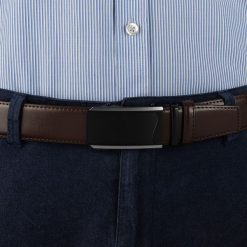 Pasek męski skórzany 3,5 cm klamra automatyczna Beltimore brązowy 03-552 : Kolory - brązowy, beżowy, Rozmiar pasków - r.110-125 cm. Brązowe paski damskie bez wzorów, ze skóry, wizytowe. Za 64.99 zł.