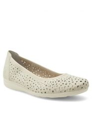 Rieker Baleriny L9365-60 Écru. Białe baleriny damskie Rieker, bez wzorów, ze skóry, bez obcasa. Za 279.99 zł.
