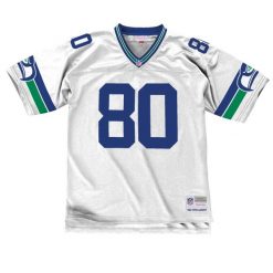 Koszulka NFL Seattle Seahawks Steve Largent. Białe koszulki sportowe męskie Mitchell & Ness, bez wzorów, bez kołnierzyka, bez ramiączek, do piłki nożnej. Za 721.50 zł.