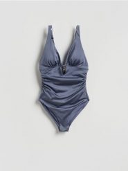 Modelujący strój kąpielowy - granatowy. Niebieskie kostiumy jednoczęściowe damskie Reserved, bez wzorów. Za 139.99 zł.