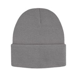Jednokolorowa Czapka Zimowa Typu Beanie – Zimowa - Szara. Szare czapki i kapelusze męskie His Story, na jesień, bez wzorów. Za 40.00 zł.