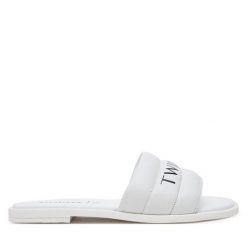 Klapki TWINSET. Białe klapki damskie Twinset, bez wzorów, bez obcasa. Za 419.99 zł.