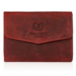 Portfel damski skórzany PAOLO PERUZZI czerwony T-35-RD. Czerwone portfele damskie Paolo Peruzzi, bez wzorów, ze skóry. Za 69.99 zł.
