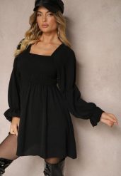Czarna Sukienka z Elastyczną Górą o Rozkloszowanym Kroju z Falbankami Savione. Czarne sukienki dla dziewczynek Renee, bez wzorów, bez ramiączek, długie. Za 69.99 zł.