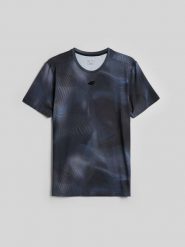 4F Koszulka trenignowa regular szybkoschnąca męska - szara M. Czarne t-shirty męskie 4f, l, bez wzorów, z materiału, klasyczne, bez kołnierzyka. Za 139.99 zł.