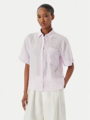 Tommy Hilfiger Koszula WW0WW48925 Fioletowy Relaxed Fit. Fioletowe bluzki damskie Tommy Hilfiger, xl, bez wzorów, ze lnu, bez kołnierzyka, bez ramiączek. Za 409.99 zł.