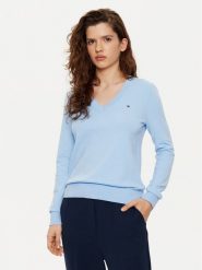 Tommy Hilfiger Sweter WW0WW40098 Błękitny Regular Fit. Niebieskie swetry damskie Tommy Hilfiger, xs, bez wzorów, z syntetyku, bez kołnierzyka, bez ramiączek, bez kaptura. Za 309.99 zł.