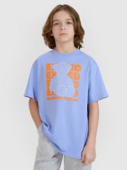 4F T-shirt oversize z nadrukiem chłopięcy - niebieski 134 (8-9 lat). Niebieskie t-shirty dla chłopców 4f, bez wzorów, z bawełny, bez ramiączek. W wyprzedaży za 19.99 zł.