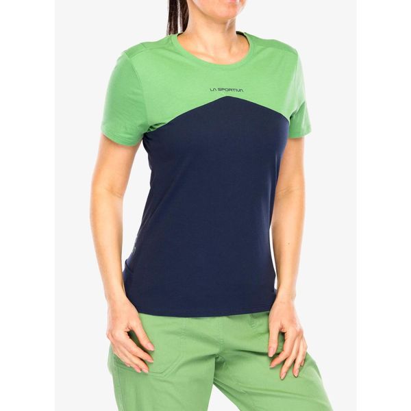 Koszulka wspinaczkowa damska La Sportiva Roof T-Shirt. Niebieskie koszulki sportowe damskie La Sportiva, bez wzorów, bez kołnierzyka, bez ramiączek. Za 198.99 zł.