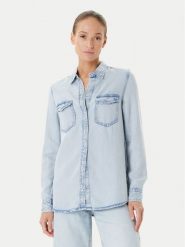 Guess Koszula jeansowa W5YH33 D4N61 Niebieski Regular Fit. Niebieskie bluzki damskie Guess, xl, z aplikacjami, z jeansu, bez kołnierzyka, bez ramiączek. Za 319.99 zł.