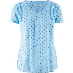 Tunika koszulowa, krótki rękaw bonprix jasnoniebiesko-lazurowy w kropki. Tuniki damskie marki bonprix. Za 37.99 zł.