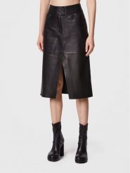 Notes Du Nord Spódnica skórzana Emma 12806 Czarny Slim Fit. Czarne spódnice damskie Notes du Nord, bez wzorów, ze skóry. Za 1,209.00 zł.