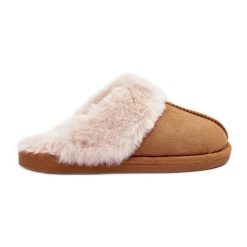 Damskie Papcie Klapki z Futerkiem Camel Pinky brązowe. Brązowe kapcie damskie bez wzorów. Za 118.34 zł.